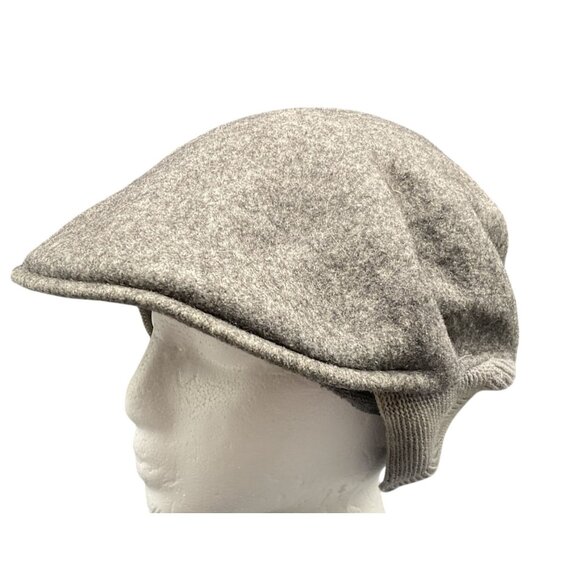 Vintage Kangol Gray Fine Wool Newsboy Cap With Earflaps Cabby Hat - Picture 1 of 8